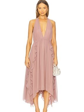 REVOLVE Mauve Halter High-Low Ruffle Dress